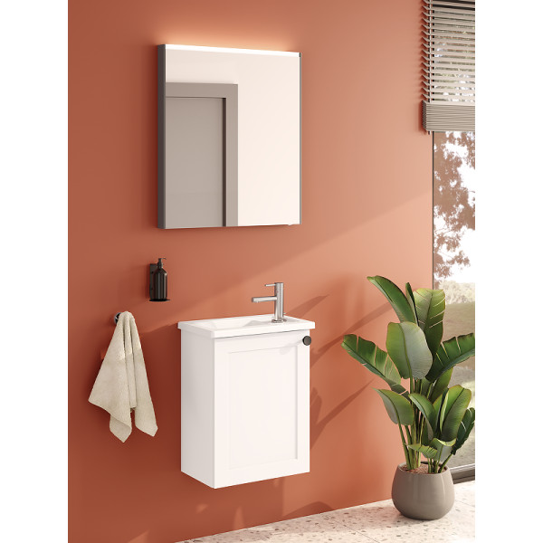 ТУмба подвесная Vitra Root Classic 45 см с квадратной раковиной, с дверцей, матовый белый, левосторонняя (68603) ТУмба подвесная Vitra Root Classic 45 см с квадратной раковиной, с дверцей, матовый белый, левосторонняя (68603)