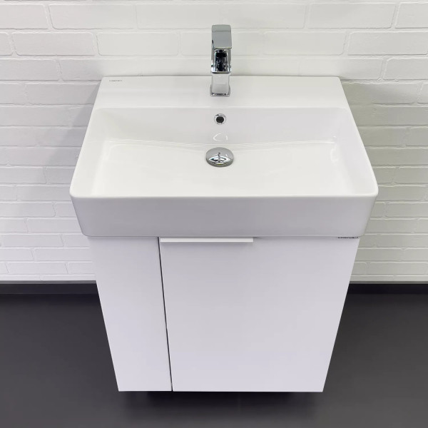 Тумба подвесная с раковиной Comforty Асти 600x455x860 белый глянцевый (00-00019247)