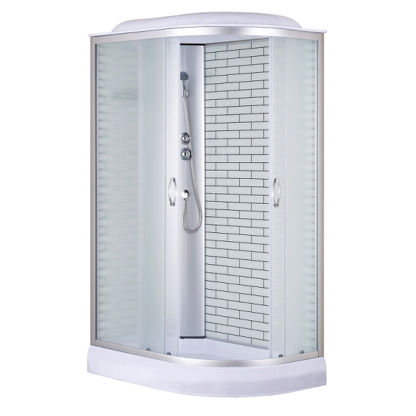 Душевая кабина Loranto 120x80x215 стекло матовое, профиль хром, белый кирпичный узор (CS-66120-13L FW 120)