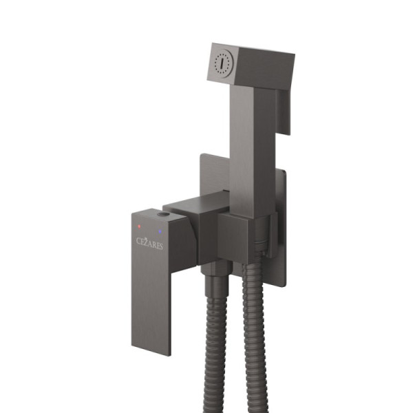 Смеситель с гигиеническим душем Cezares Slider оружейная сталь матовый (SLIDER-DIF-GM)