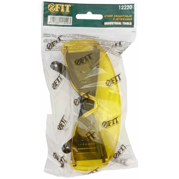 Очки защитные FIT желтые с дужками (12220)