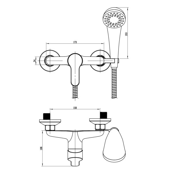 Смеситель для ванны и душа Voda Tide хром (TD80) Смеситель для ванны и душа Voda Tide хром (TD80)