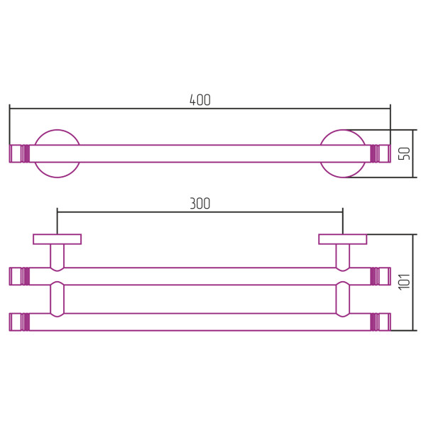Держатель полотенец Сунержа Каньон двойной L 400 черный хром (01-3002-0400) Держатель полотенец Сунержа Каньон двойной L 400 черный хром (01-3002-0400)