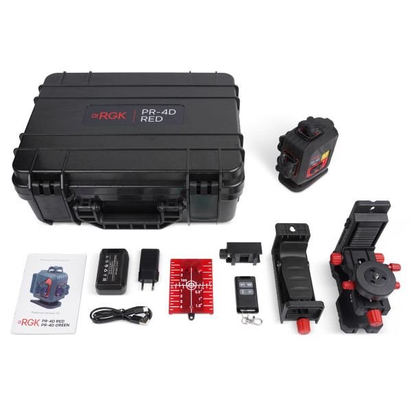 Уровень лазерный RGK PR-4D Red с красным лучом (756822) Уровень лазерный RGK PR-4D Red с красным лучом (756822)
