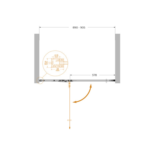 Душевые двери Cezares Liner 90x195 стекло прозрачное, профиль хром (LINER-B-12-90-C-Cr-L)