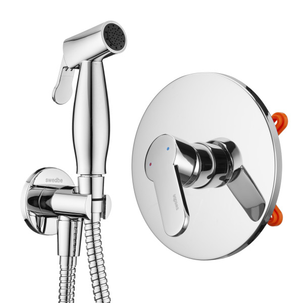Смеситель с гигиеническим душем Swedbe Platta встраиваемый хром (5524)