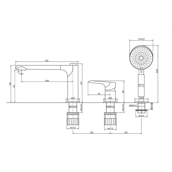 Смеситель на борт ванны Belbagno Ancona хром (ANCONA-BVD3-CRM)