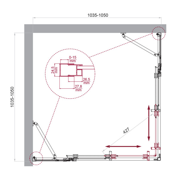Душевой уголок BelBagno Luce 105x105x195 стекло прозрачное, профиль хром (LUCE-A-22-80+25-C-Cr)