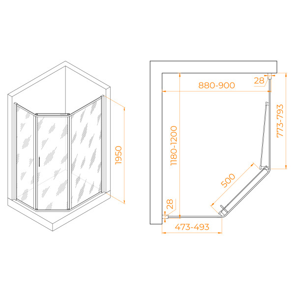 Душевой уголок RGW Passage 90x120 стекло прозрачное, профиль хром-сатин (38088692-111)