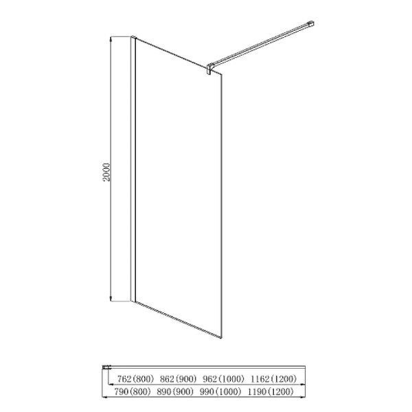 Душевая перегородка Aquatek 120x200 стекло прозрачное, профиль черный (AQ WIW 12020BL)