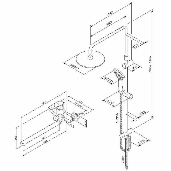 Душевая система AM.PM Gem (F40890A94) Душевая система AM.PM Gem (F40890A94)