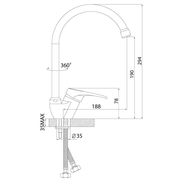Смеситель для кухни Rossinka B35-23 (B35-23) Смеситель для кухни Rossinka B35-23 (B35-23)