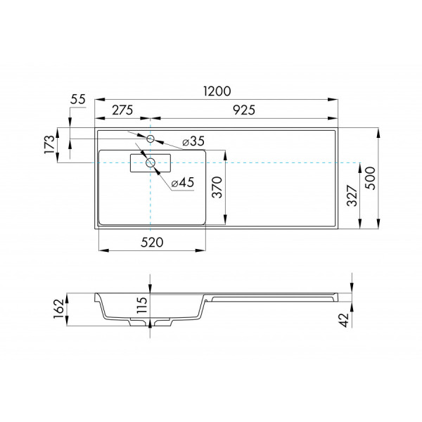 Раковина над стиральной машиной Aquaton Лондри 100x50x16,2 L черный (1.A728.4.3KL.H21.L)