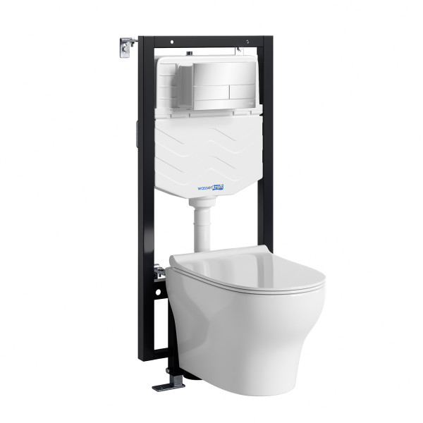 Комплект инсталляция с унитазом WasserKRAFT Vils с клавишей смыва хром c сиденьем дюропласт (56TLT.010.ME.CH04.H001)