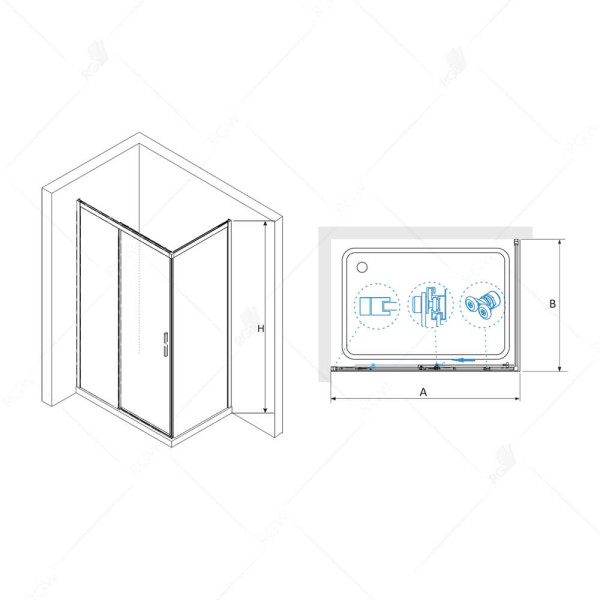 Душевой уголок RGW LE-41 (LE-12 + Z-050-2) 1900x700 стекло прозрачное, профиль хром (34124179-011)