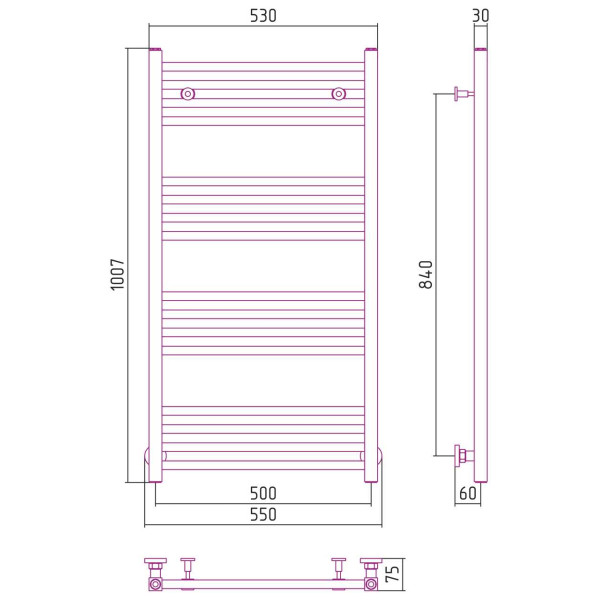 Полотенцесушитель водяной Сунержа Модус 1000х500 белый (12-0250-1050) Полотенцесушитель водяной Сунержа Модус 1000х500 белый (12-0250-1050)