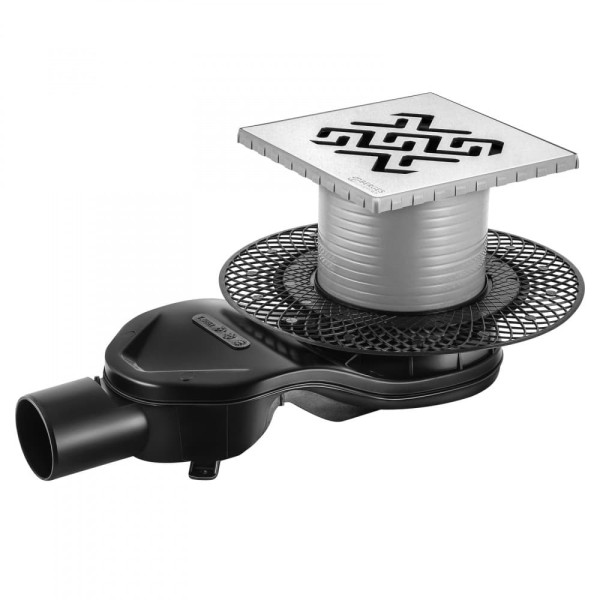 Трап Berges водосток Platz Antik 150х150, матовый хром, S-сифон D50 H60 боковой (090161) Трап Berges водосток Platz Antik 150х150, матовый хром, S-сифон D50 H60 боковой (090161)