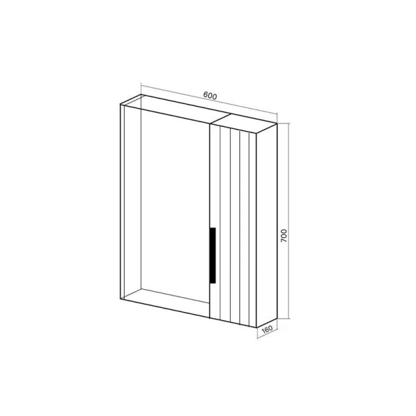Шкаф зеркальный Viant Сицилия 60 16x60x70 правый без света белый (VSIC60BEL-ZSH)