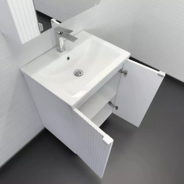 Тумба подвесная с раковиной Comforty Лима 600x450x850 белый матовый (00-00019241)