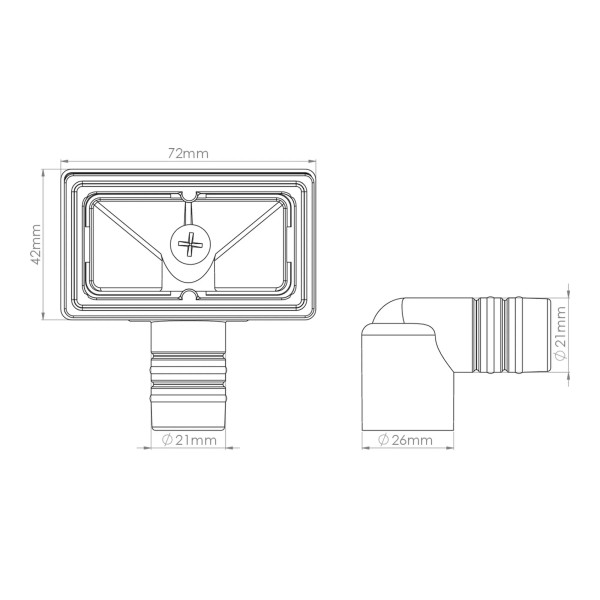 Перелив для мойки прямоугольный Nova (7006)