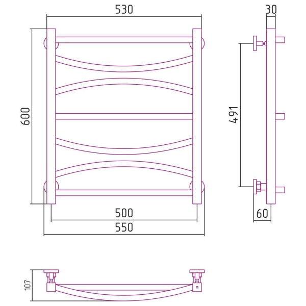 Полотенцесушитель водяной Сунержа Ажур 600х500 белый (12-0255-6050)