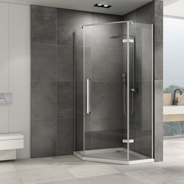 Душевой уголок ABBER Ewiges Wasser 100*100 стекло прозрачное, профиль хром (AG05100)