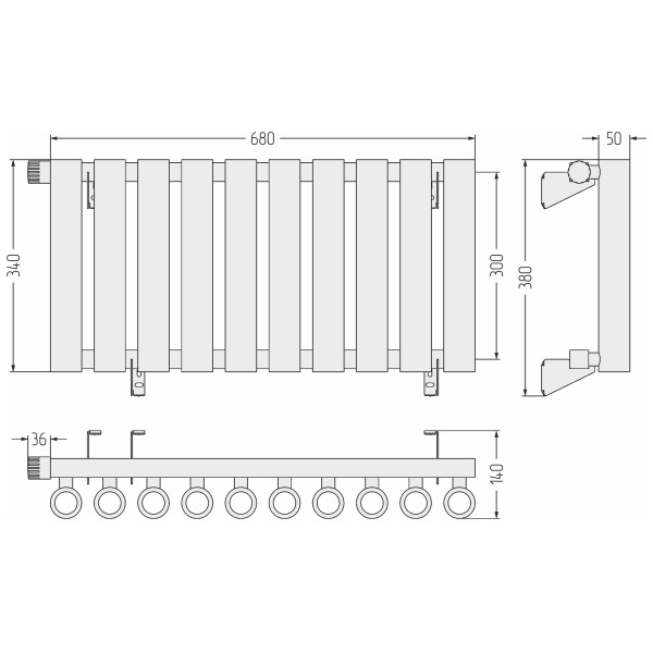 Радиатор стальной Сунержа Кумир 680x300 10 секций черный матовый (31-0350-3010)
