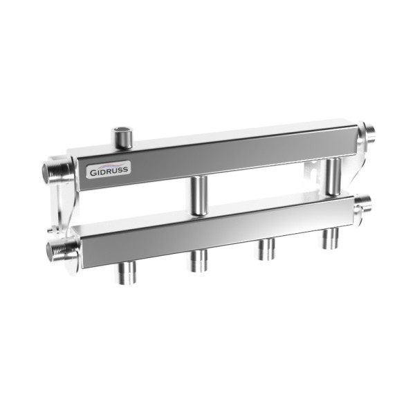 Коллектор модульный Gidruss MKSS-40-3D (до 40 кВт, магистраль G 3/4", 3 контура G 3/4" из них 2 вертикальных, нерж ст.) Коллектор модульный Gidruss MKSS-40-3D (до 40 кВт, магистраль G 3/4", 3 контура G 3/4" из них 2 вертикальных, нерж ст.)