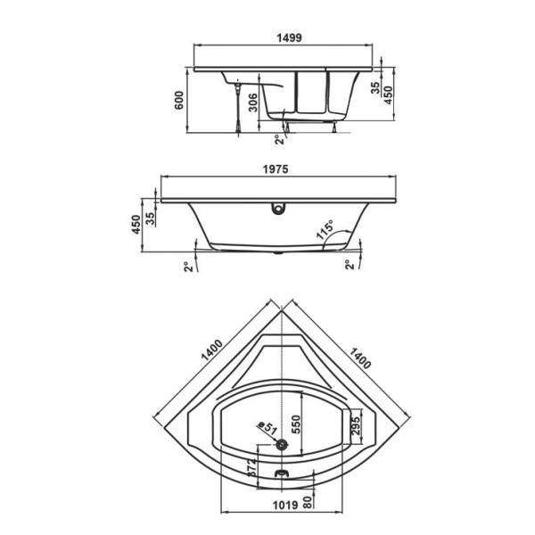 Ванна акриловая VagnerPlast Veronela Corner 140х140х45 (VPBA140VEA3X-01)
