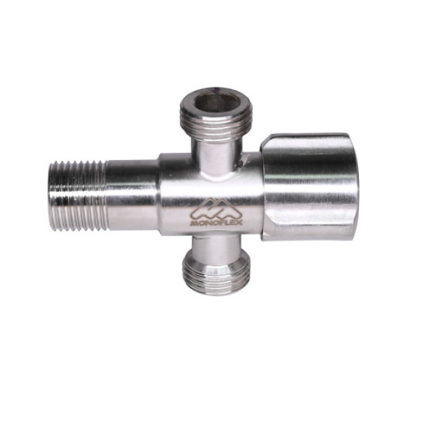 Кран проходной 1/2"х1/2"х1/2" НН Monoflex (нерж.сталь, керамический картридж) (Н02451)