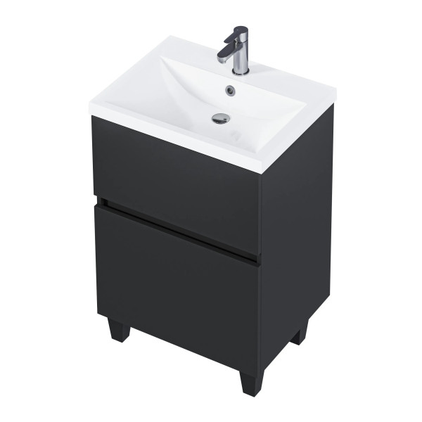 Тумба подвесная 1Marka Aris 590x440x870 антрацит/монолит дарк (Ц0000035776)