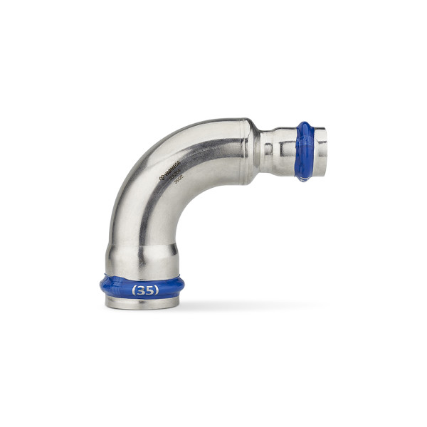 Угольник 90° переходной двухраструбный Varmega Inox Press 35х22 мм (VM727003522) Угольник 90° переходной двухраструбный Varmega Inox Press 35х22 мм (VM727003522)