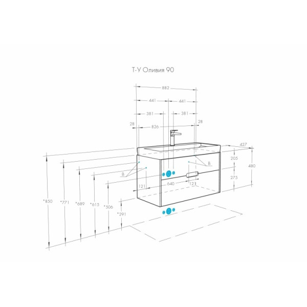 Тумба-умывальник Aquaton Оливия 90 Белый матовый/1WH501629 Раковина Адриана 90 (1A2544K0OL010)