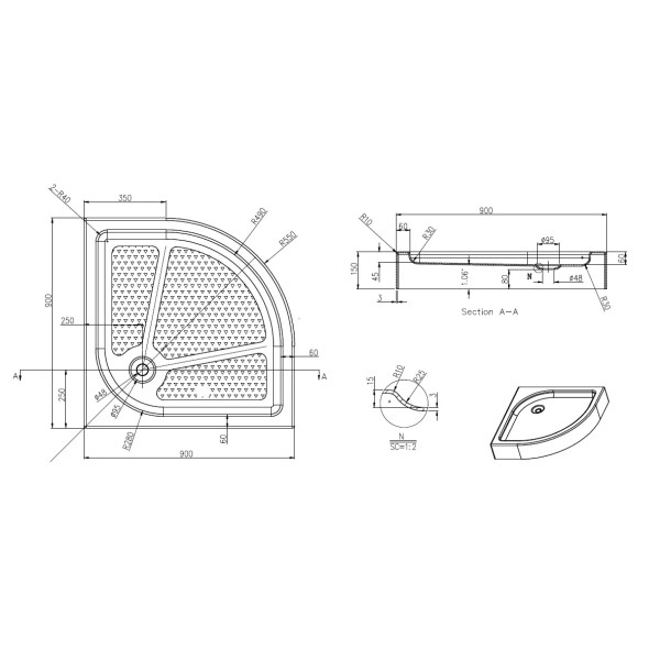Душевой поддон Azario 90x150 белый (P29 R/L)