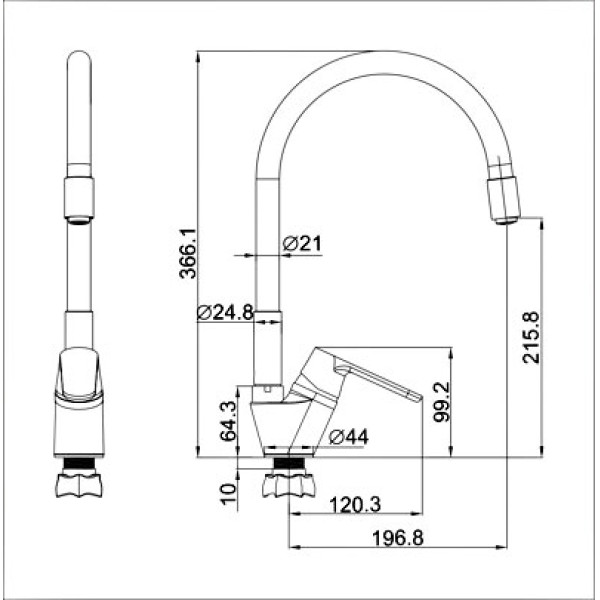 Смеситель для кухни Ledeme с гибким изливом (L4153-2)