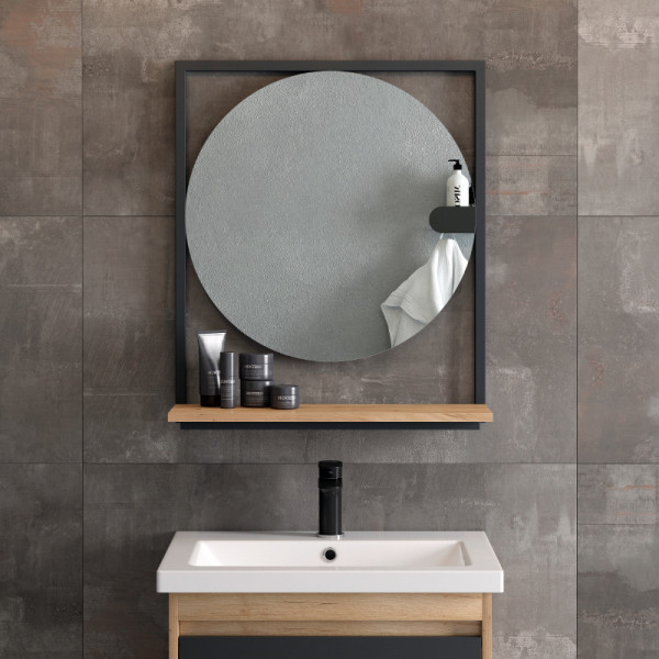 Зеркало Melodia Лофт 600х700 с полочкой (MFR80096ZZ)