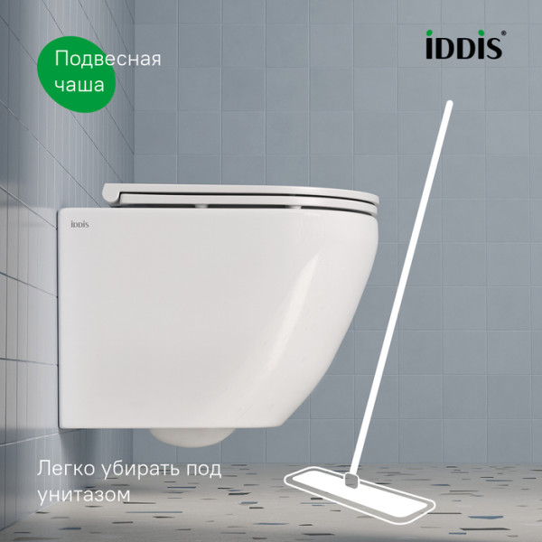 Унитаз подвесной Iddis Blanco Q безободковый с сиденьем soft-close белый (BLQNDSEI25)