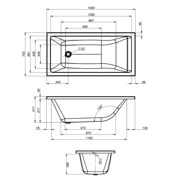 Ванна акриловая AM.PM Gem 140х70 белая (W93A-140-070W-A) Ванна акриловая AM.PM Gem 140х70 белая (W93A-140-070W-A)
