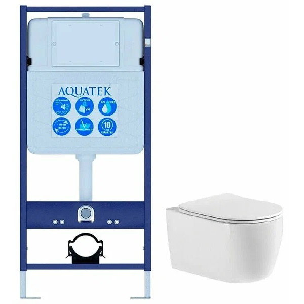 Инсталляция с унитазом Aquatek Европа рама Standard INS-0000012(без клавиши и крепежа)+унитаз Европа AQ1901-00 с тонким сиденьем soft-close