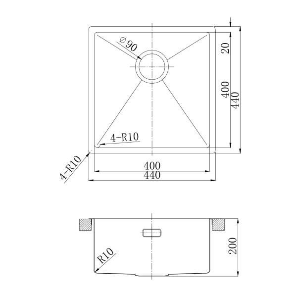 Мойка для кухни врезная Lemark Olanga 440 440x440 графит (9936123)
