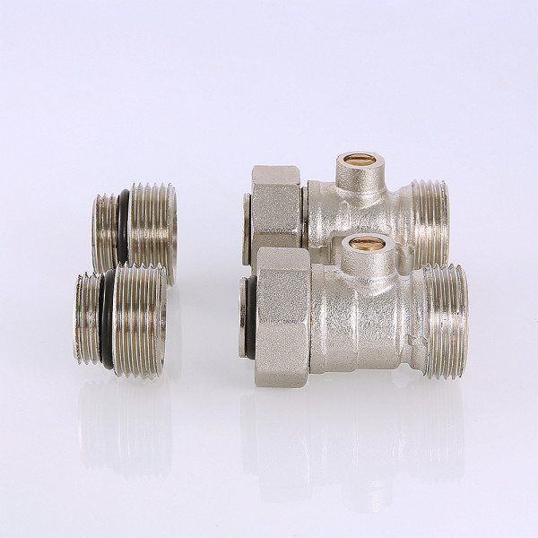 Фитинг двойной со встроенным шаровым краном 1/2"*3/4"(18) евроконус Valtec VT.345.K.N (c комплектом адаптеров) (VT.345K.N.E04) Фитинг двойной со встроенным шаровым краном 1/2"*3/4"(18) евроконус Valtec VT.345.K.N (c комплектом адаптеров) (VT.345K.N.E04)