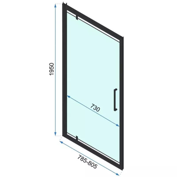 Душевая дверь Rea Rapid 80x195 стекло прозрачное, профиль чёрный (REA-K6408)