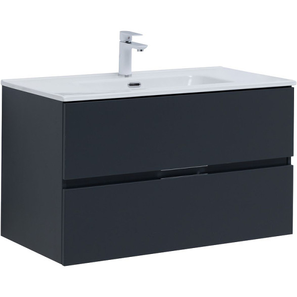 Тумба подвесная Aquanet Алвита New 90 2 ящика, антрацит (00303919)