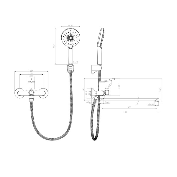 Смеситель для ванны и душа lemark Minima хром (LM3851C)