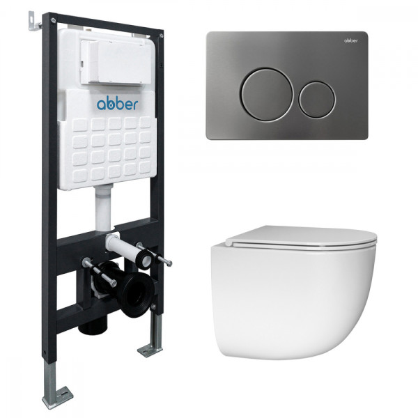 Комплект подвесной унитаз Abber Bequem AC1132TC белый, с закрытым дном с инсталляцией AC0105 и кнопкой AC0121NG никель (AC1132TC-AC0105-AC0121NG) Комплект подвесной унитаз Abber Bequem AC1132TC белый, с закрытым дном с инсталляцией AC0105 и кнопкой AC0121NG никель (AC1132TC-AC0105-AC0121NG)