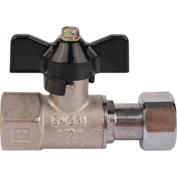 Кран Stout 1/2"x1/2" ВР шаровой накидной гайкой (ручка бабочка) (SVB-0009-000015)