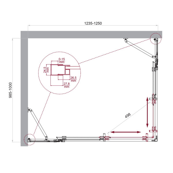 Душевой уголок BelBagno Luce 125x100x195 стекло прозрачное, профиль хром (LUCE-AH-22-125/100-C-Cr)