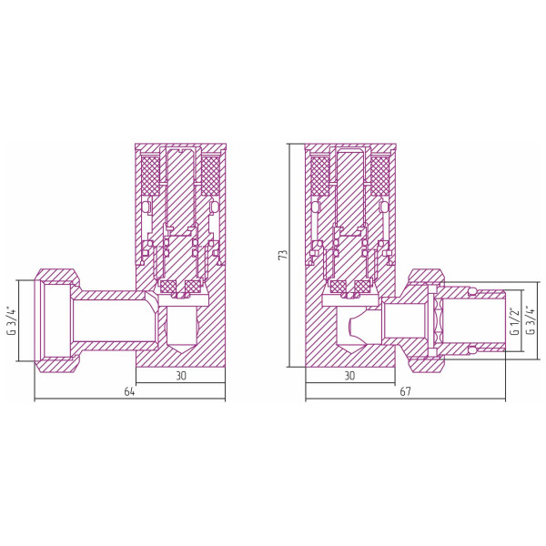 Вентиль Сунержа 3D левый цилиндр 1/2"Нx3/4" накидная гайка (12-1402-1234)