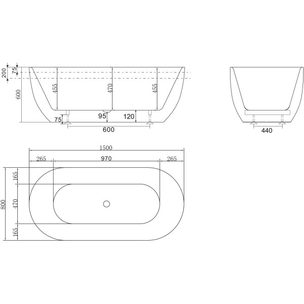 Ванна акриловая Belbagno 150х80 белая (BB70-1500-800)