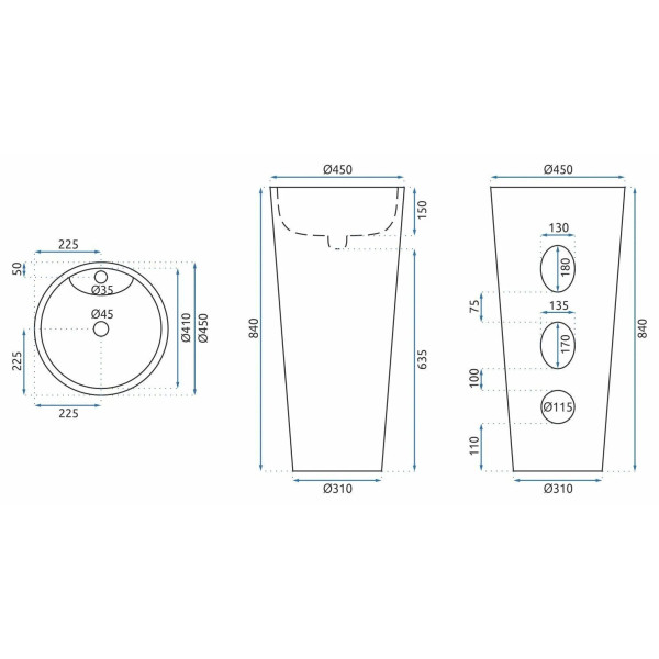 Раковина напольная Rea Anya 45x45 мрамор матовый (REA-U5803) Раковина напольная Rea Anya 45x45 мрамор матовый (REA-U5803)